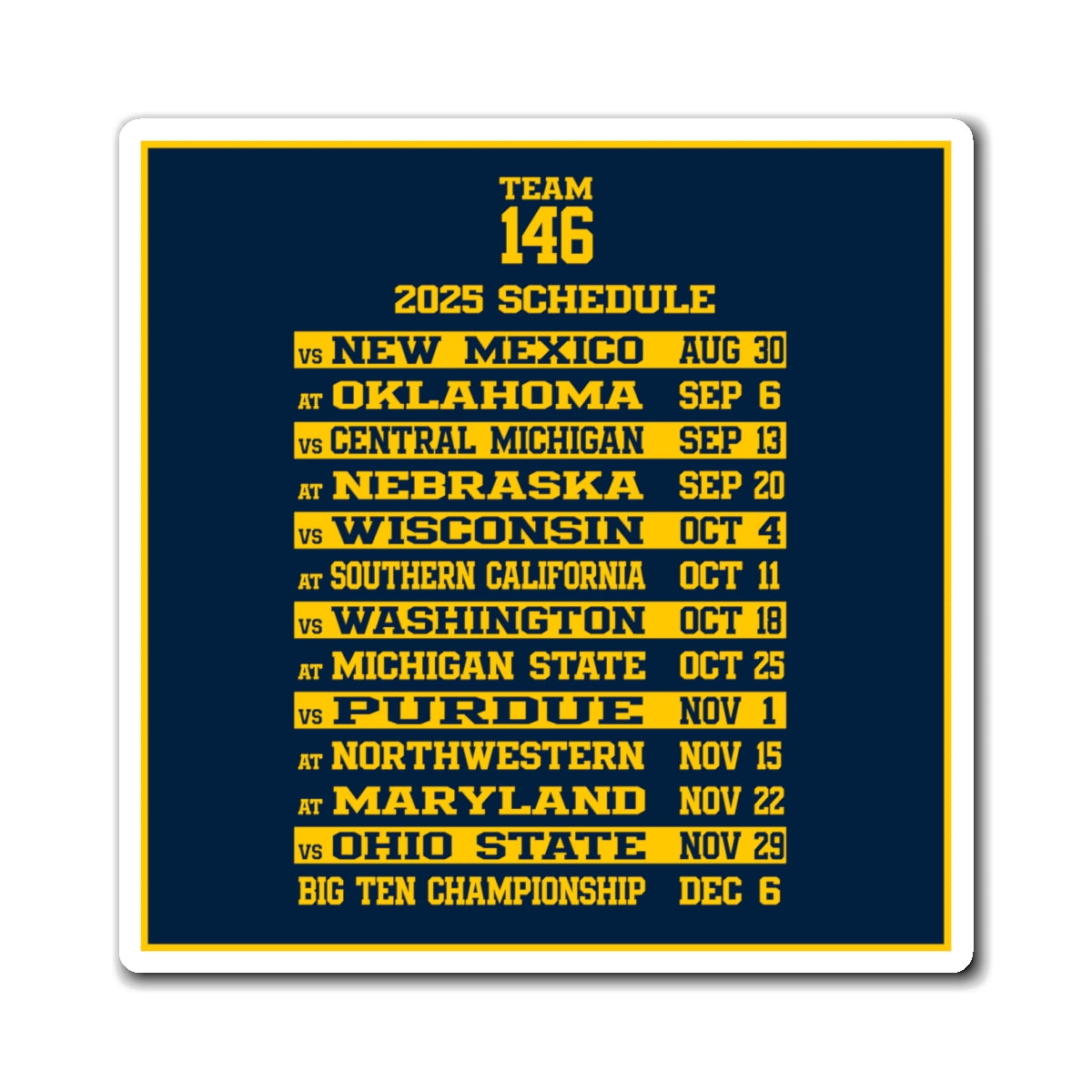 2025 SCHEDULE MAGNET (TEAM 146)